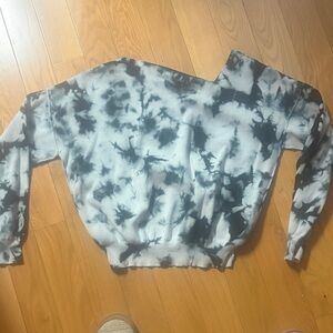 Line & Dot Navy and White Tie-Dye Sweater